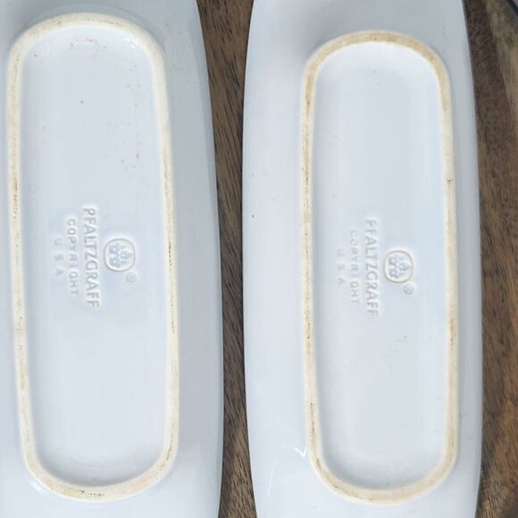 Pfaltzgraff White and Blue 4 Vintage Cracker Plates Corn Cob Hostess Trays - Picture 8 of 11